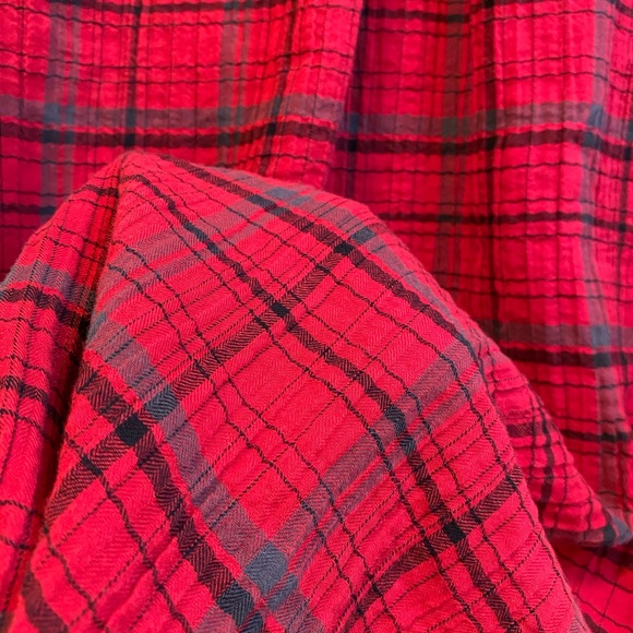 Anthro Holding Horses Red Flannel Shirt Dress - Picture 11 of 13